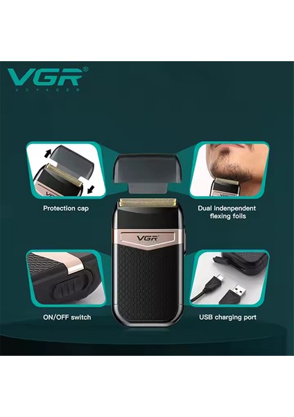 V-331 Şarj Edilebilir Erkek Akülü Elektrikli Sakal Tıraş Makinesi Jilet Profesyonel Folyo Tıraş Makinesi fırsatları