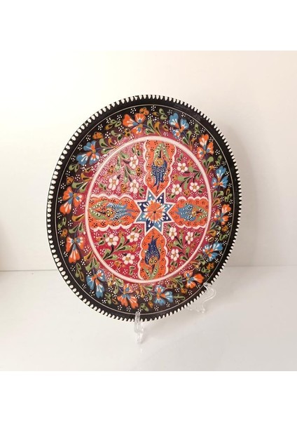Çini El Yapımı Kabartma Etnik Çiçek Lale Desen Seramik Çini Tabak 27 cm 17158 fiyatları