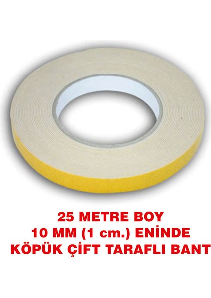 Çift Taraflı İçi Köpüklü Bant (25 Metre Uzunlukta 10 Mm-1 Cm Eninde)