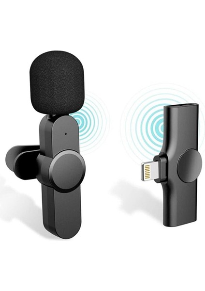 Starkpro K8 Profesyonel Lighting Iphone Kablosuz Taşınabilir Yaka Mikrofonu 2li paket