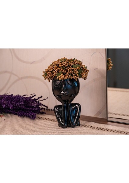 Black Thinker Siyah Beton Vazo(Çiçek Dahil Değildir)