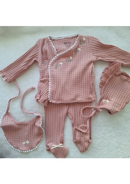 Papatyalı 5 Li Zıbın Set - Yenidoğan Kız Bebek