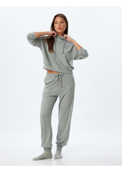 Örme Pijama Altı Jogger Beli Bağlamalı