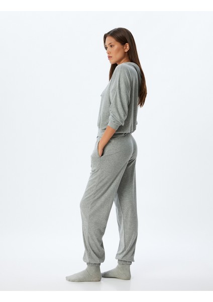 Örme Pijama Altı Jogger Beli Bağlamalı