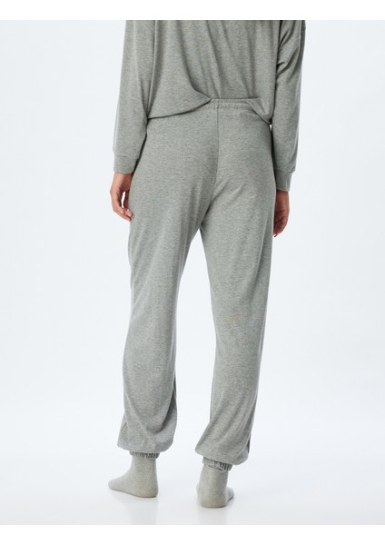 Örme Pijama Altı Jogger Beli Bağlamalı