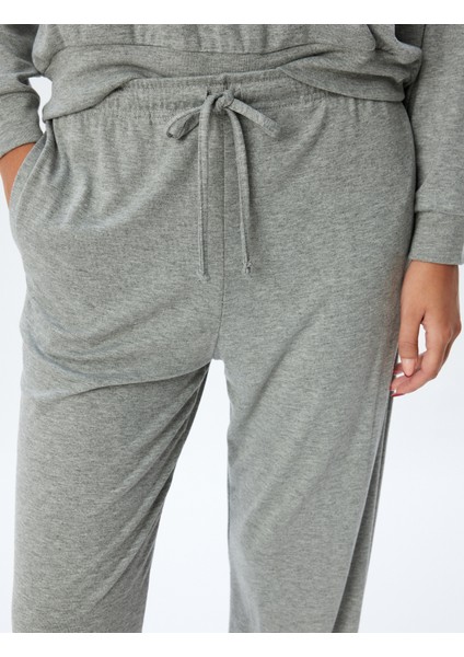 Örme Pijama Altı Jogger Beli Bağlamalı