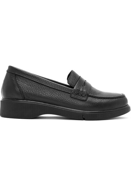 Kadın Siyah Deri Comfort Loafer 24WFD1516FT