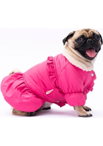 Fuşya Elizabeth Polarlı Su Geçirmez Küçük Irk Köpek Yağmurluğu