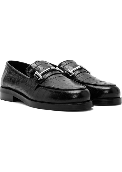 Kadın Siyah Deri Maskülen Loafer 24WFD4204E3 modelleri