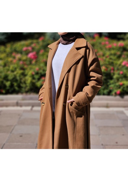 Camel Oversize Kaşe Kaban