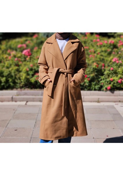 Camel Oversize Kaşe Kaban