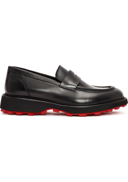 Erkek Siyah Deri Casual Loafer 24WFD720218