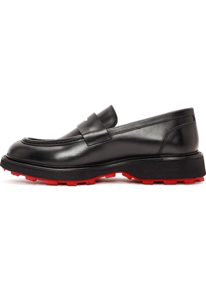 Erkek Siyah Deri Casual Loafer 24WFD720218
