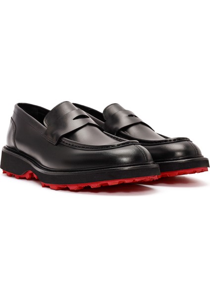 Erkek Siyah Deri Casual Loafer 24WFD720218