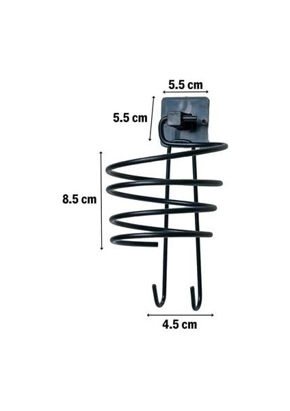 Buffer® Kendiliğinden Yapışkanlı Siyah Paslanmaz Metal Fön Makinesi Askısı Saç Kurutma Makinesi Tutacağı