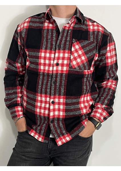 Erkek Kışlık Oduncu Gömlek Slim Fit Cepli