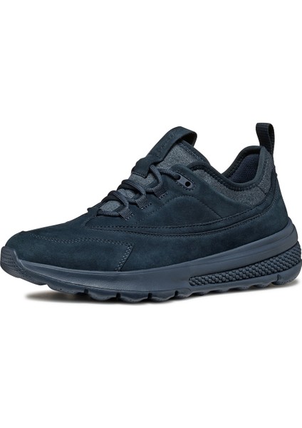 Erkek Lacivert Spherica Actif Bağcıklı Deri Sneaker U46BAA03215C4002