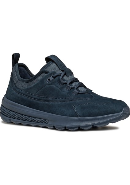 Erkek Lacivert Spherica Actif Bağcıklı Deri Sneaker U46BAA03215C4002