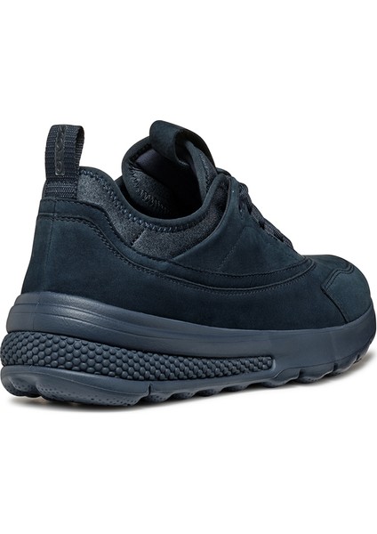 Erkek Lacivert Spherica Actif Bağcıklı Deri Sneaker U46BAA03215C4002