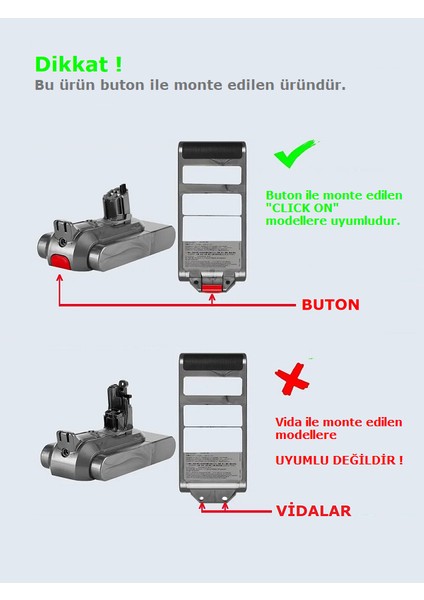 Dyson V11 Tak-Çıkar 4000MAH Uyumlu Batarya 25.2V Pil Dikey Süpürge Bataryası DYSV11-2140T