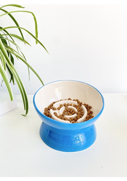 Seramik Yavaş Yeme Kedi Mama Kabı (Mavi) fiyatları