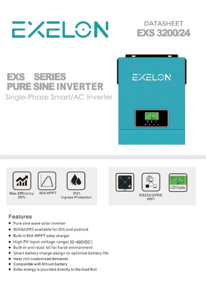 24 V Volt 3000 W Watt 3 Kw Mppt Tam Sinus Akıllı Inverter 220 Volt Çevirici Invertör