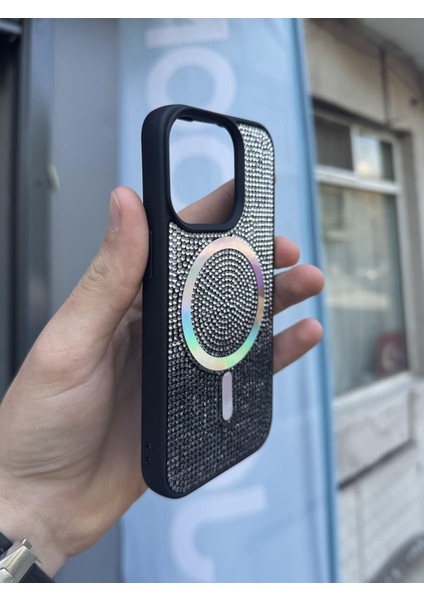 Iphone 15 Pro Max Kılıf Diamont Magsafe Hologramlı Kapak