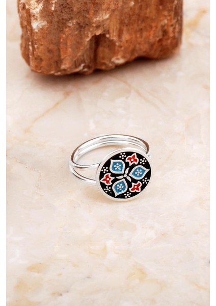 Anadolu Motifli Mineli Elişi Gümüş Yüzük 5888 fiyatları