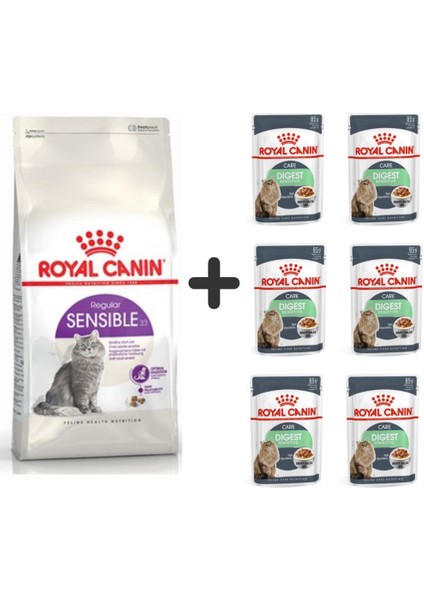 Sensible 33 Kuru Kedi Maması 2 kg + 6 Adet Yaş Mama