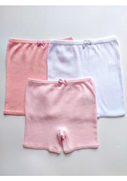 Kız Çocuk Etek/elbise Altı Pamuklu Ribana Fitilli Boxer- Paçalı Külot 3'lü modelleri
