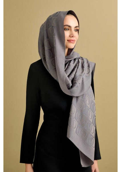 Dama Desen Antrasit Naia Pamuk Şal 70x200