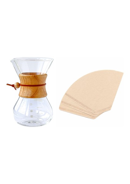 Chemex Cam Kahve Sürahisi 600 ml 4 Numara Filtre Kağıdı Set