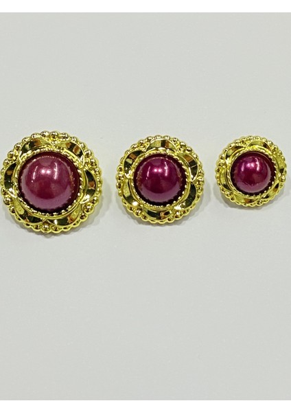 Vintage Serisi Düğme Seti / 2,5 cm 6 Lı Set (Gold - Bordo) fırsatları