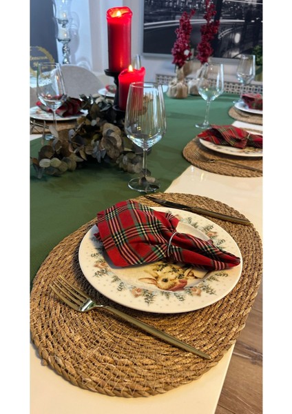 6 Lı Pamuklu Keten Leke Tutmaz Yeşil Kırmızı Peçete modelleri