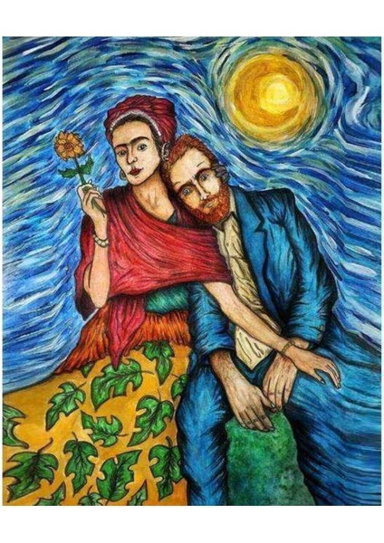 Kanvas frida ve Gogh Sayılarla Boyama Seti Kasnaklı 60 x 75 cm