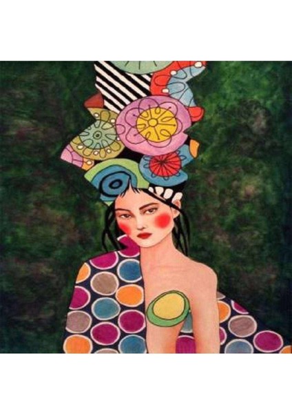 Kanvas kadın ve Renkler Sayılarla Boyama Seti Kasnaklı 40 x 50 cm