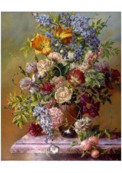 Kanvas çiçekler Sayılarla Boyama Seti Kasnaklı 90 x 110 cm