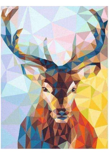 Kanvas mozaik Geyik Sayılarla Boyama Seti Kasnaklı 70 x 90 cm