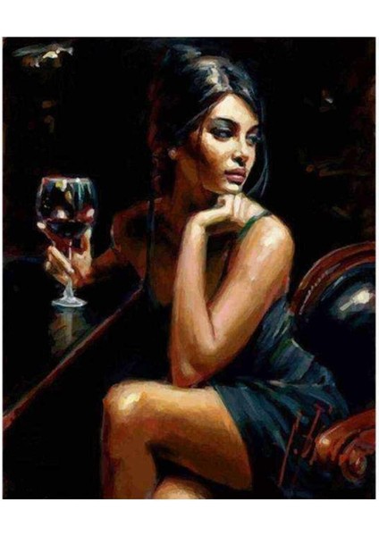 Kanvas kadının Bakışı Boyama Seti Kasnaklı 100 x 140 cm