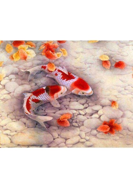 Kanvas japon Balıkları Sayılarla Boyama Seti Kasnaklı 50 x 65 cm