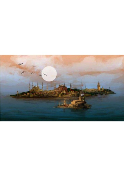 Kanvas bir Istanbul Masalı Sayılarla Boyama Seti Kasnaklı 90 x 110 cm