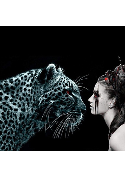 Kanvas kaplanın Duruşu Sayılarla Boyama Seti Kasnaklı 70 x 90 cm