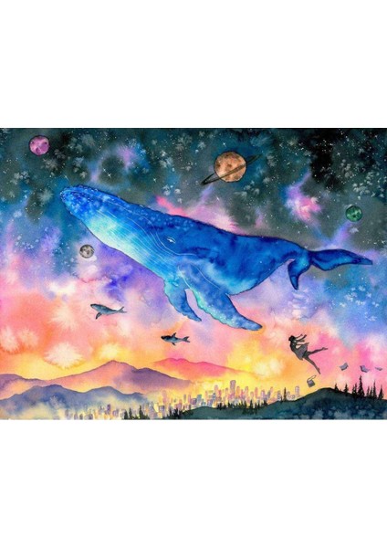 Kanvas hayal Gezegeni Sayılarla Boyama Seti Kasnaklı 70 x 90 cm