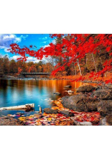 Kanvas Sonbaharın Güzelliği Boyama Seti Kasnaklı 60 x 75 cm