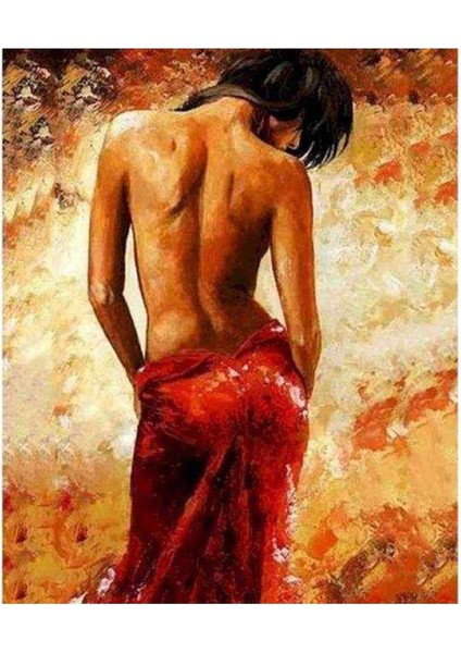 Kanvas tutkulu Kadın Sayılarla Boyama Seti Kasnaklı 60 x 75 cm