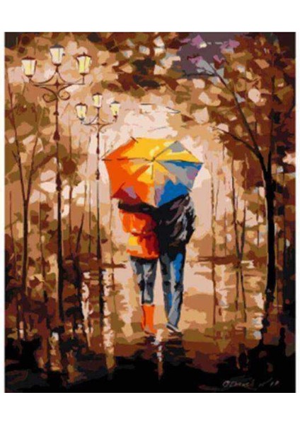 Kanvas sonbaharda Yürüyüş Boyama Seti Kasnaklı 60 x 75 cm