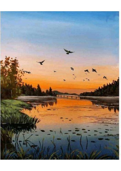 Kanvas huzurla Buluşma Sayılarla Boyama Seti Kasnaklı 60 x 75 cm
