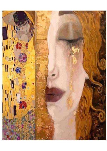 Kanvas gustav Klimt Iki Eser Sayılarla Boyama Seti Kasnaklı 100 x 140 cm