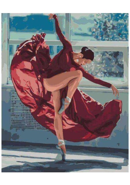 Kanvas kırmızı Dans Sayılarla Boyama Seti Kasnaklı 60 x 75 cm