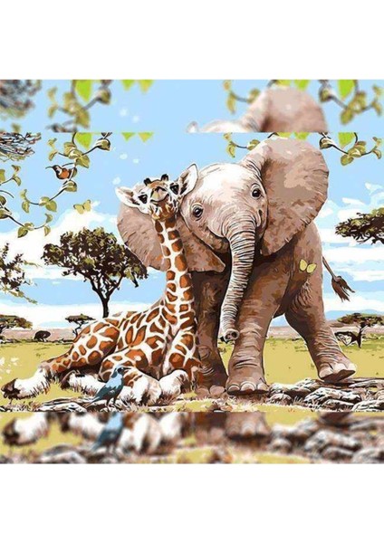 Kanvas safari Gezisi Sayılarla Boyama Seti Kasnaklı 70 x 90 cm